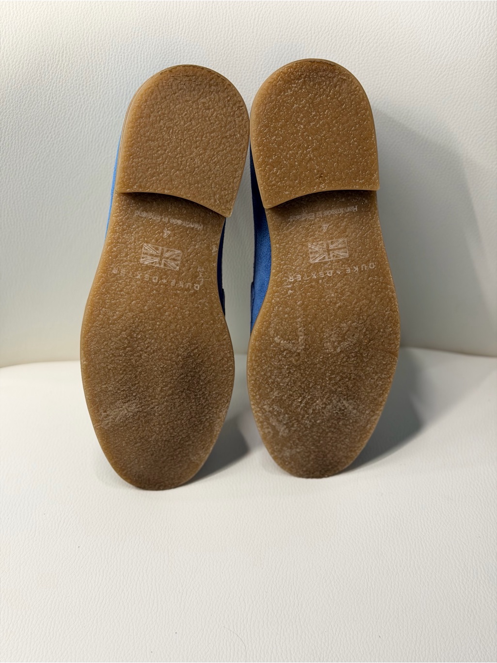 Nwot Unisex Discontinued Suede Twotone Penny Loafers Cobalt Blue Light Gray Uk 4 — image 4 of 6